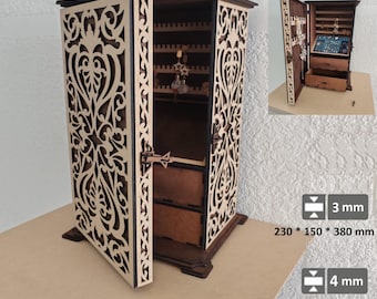 Laser Cut Wooden Jewelry Box with Drawer svg file Glowforge holder Laser cut opener jewelry case Wedding Love vector
