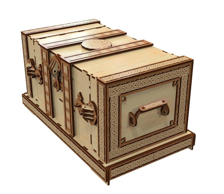 Laser Cut Wooden Secret Compartment Box With Multiple Drawers ...