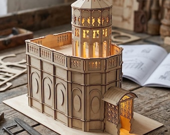 Wooden 3D Church of the Holy Sepulchre in Jerusalem Light Houses Cdr Dxf, laser Cutting File