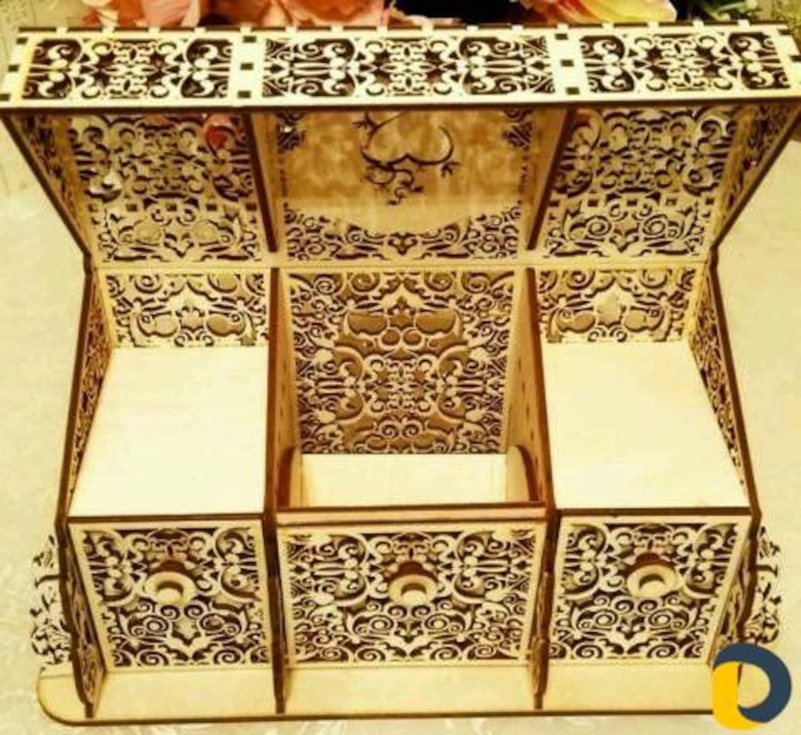 Laser Cut Wooden Jewelry Box With Drawer Svg File Glowforge Holder ...