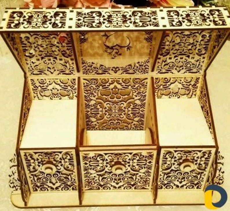 Laser Cut Wooden Jewelry Box With Drawer Svg File Glowforge Holder ...