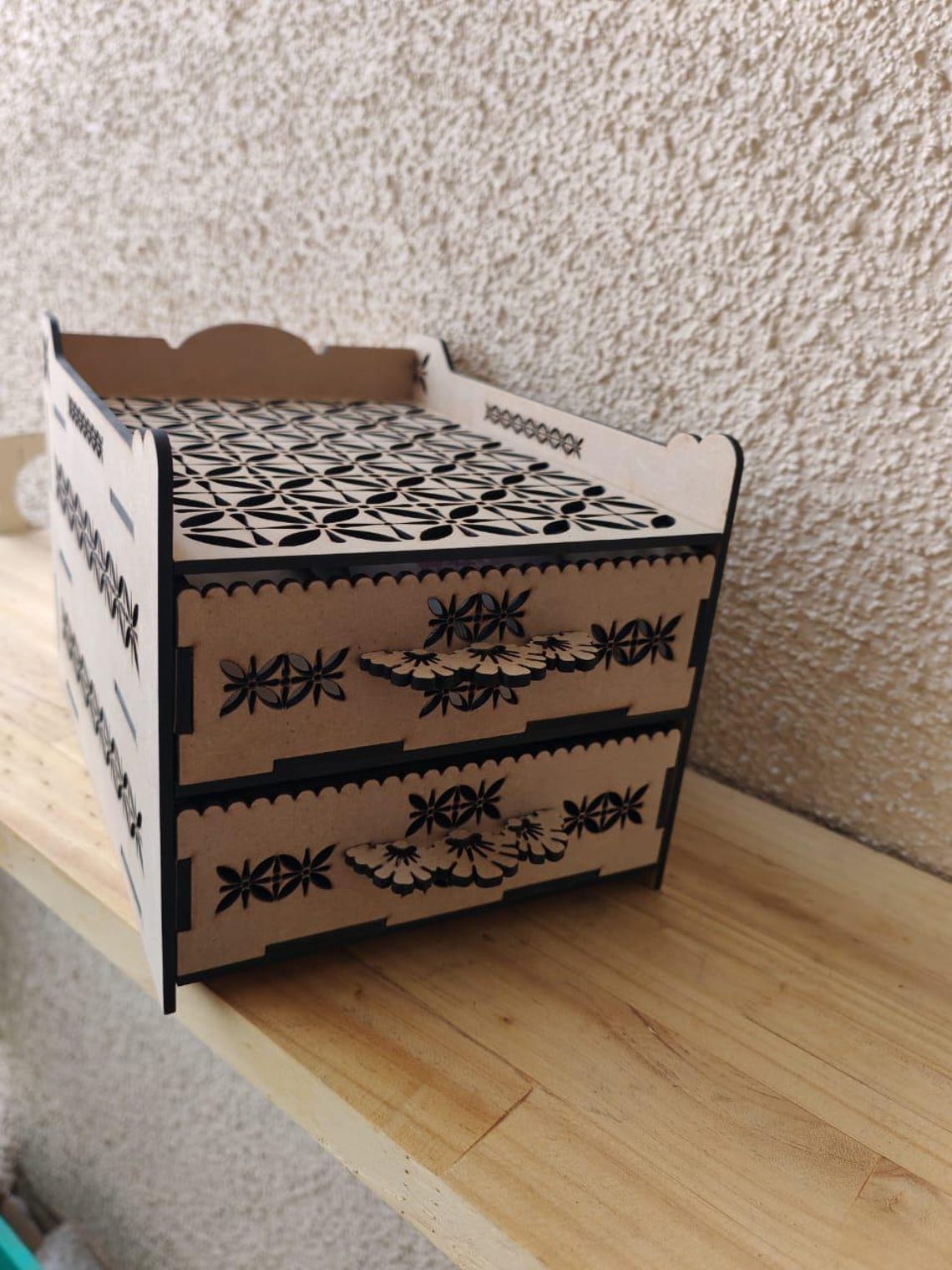 Laser Cut Wooden Jewelry Box With Drawer Svg File Glowforge Holder ...