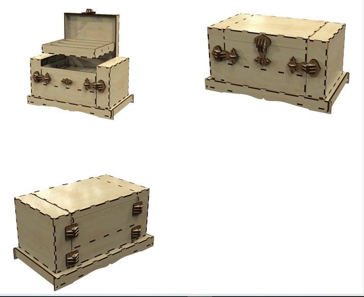 Laser Cut Wooden Secret Compartment Box With Drawer, Hidden Compartment ...