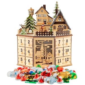 Calendario dell'avvento file vettoriale tagliato al laser, Calendario dell'avvento di Natale, Calendario dell'avvento di Natale 30 cassetti, Decorazione natalizia