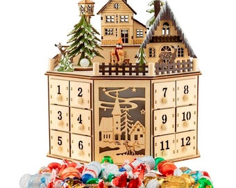 Advent calendar laser cut vector file, Christmas Advent Calendar, Christmas Advent Calendar 30 drawers, Christmas decoration