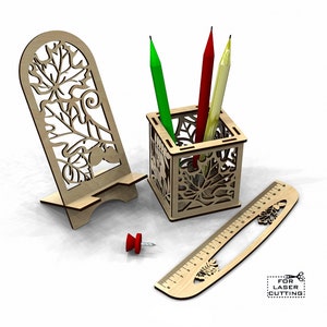 Schreibtisch Organizer für Laser schneiden, Holz Laser Cut Stiftehalter,Organizer Aufbewahrung,Organizer Vektor Laser Cut Vorlage Organizer Dxf Datei S3