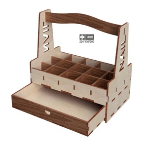 Organizador de esmalte de madeira-arquivos de corte a laser, organizador de rack de suporte de esmalte, arquivos de corte a laser SVG DXF, arquivo a laser, padrão cnc