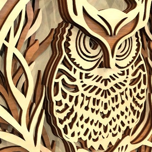 Owl Multilayer Panel Laser Cut Files Owl Mandala SVG 7 Layer Owl S3 - Etsy