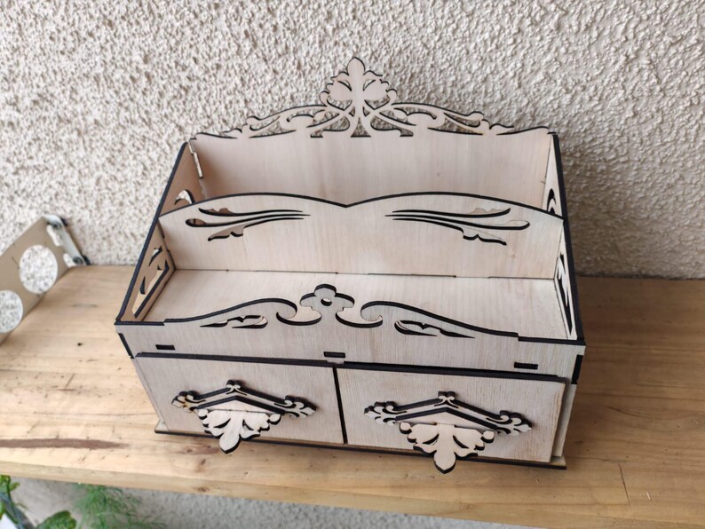 Laser Cut Wooden Jewelry Box With Drawer Svg File Glowforge Holder ...