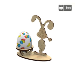 Soporte de huevo de conejito de Pascua corte láser archivo svg Glowforge soporte de huevo paquete svg cricut soporte de huevo de Pascua dxf cnc plantilla vectorial