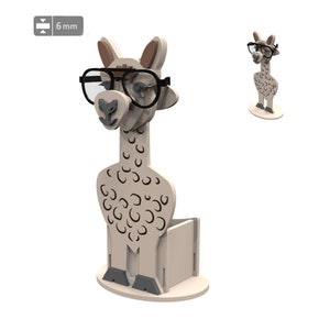 Lama-brilstandaard lasergesneden bestanden, glazenhouder, houten dierensculptuur, zonnebrilorganisator, brilhouder SVG, houder voor accessoires