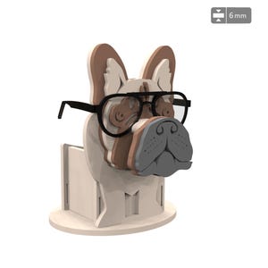 Französische Bulldogge Brillenständer Laser cut Dateien, Brillenhalter, Holztierständer, Sonnenbrillen Organizer, Brillenhalter, Zubehörhalter