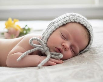 Hand Knitted Alpaca Baby Bonnet: Gender Neutral, 3-6 Months