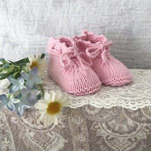 Pink cotton booties,Baby booties,Knitted cotton booties ,Christening booties ,Baby photo prop,Baby booties 0-3 months,newborn baby gift