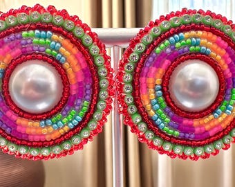 Swirling beaded earrings