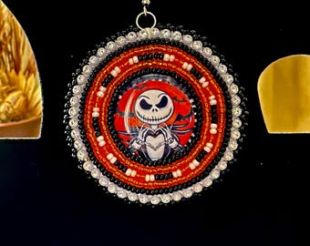 Beaded Pumpkin king earrings