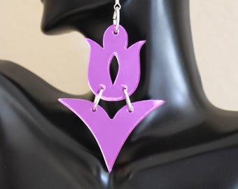 Purple Tulip mirrored earrings.