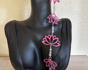 Purple floral mirrored acrylic earrings