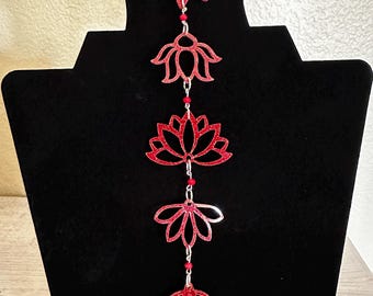 Red glitter floral acrylic earrings
