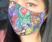 Beauty and the Beast Stained Glass Window Face Cover