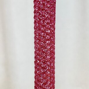 Hand rolled Honeycomb Beeswax Glitter Taper Candles Pink Set of two image 4