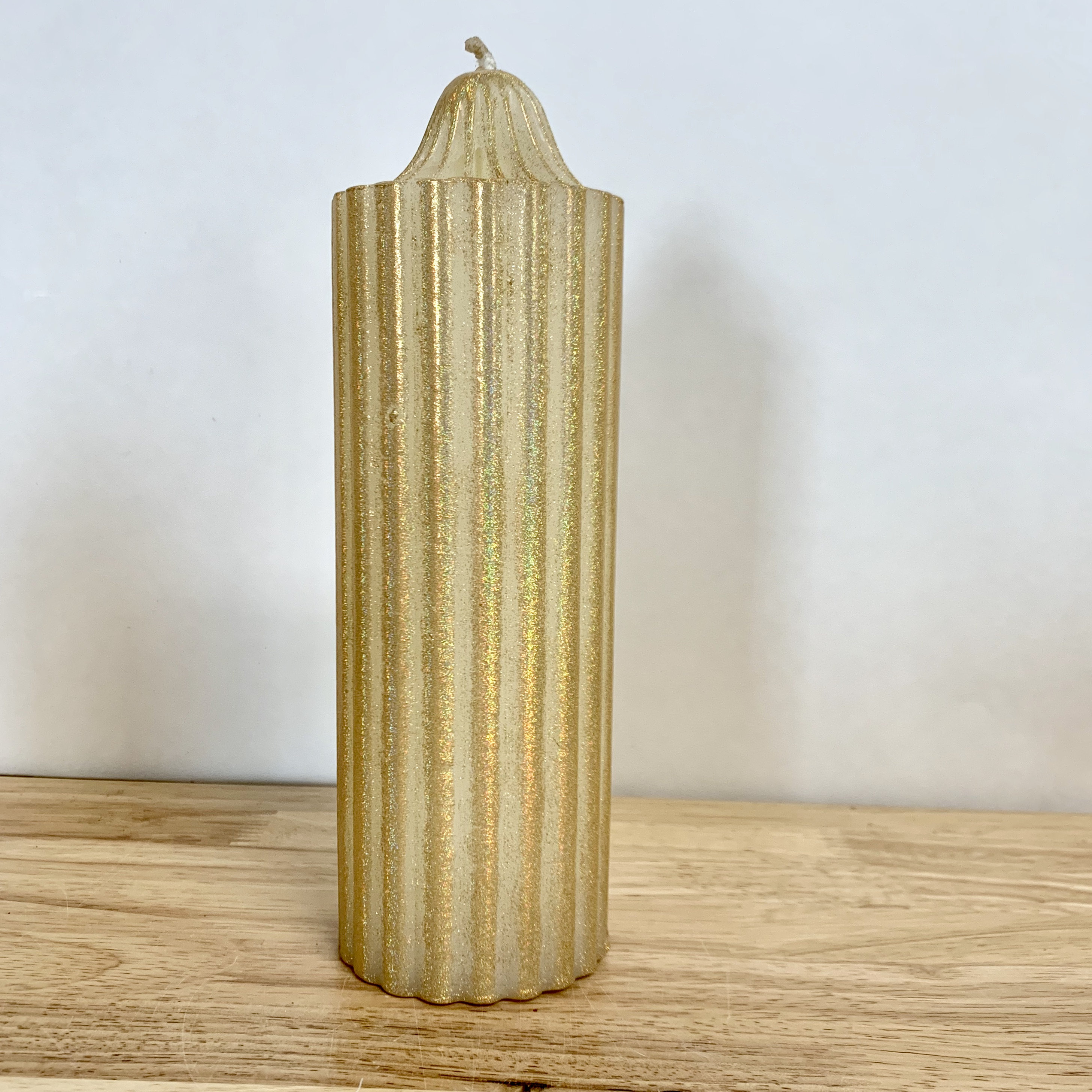 Beeswax Hollow Pillar Candle Gold Iridescent 9 and Etsy