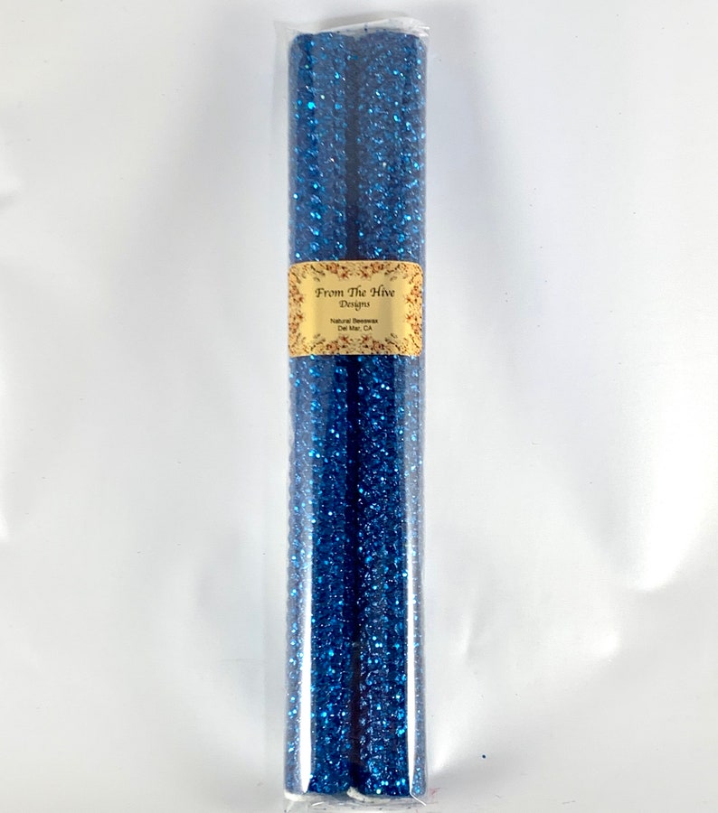 Hand rolled Beeswax Glitter Taper Candles Metallic Etsy