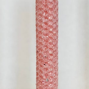 Hand rolled Honeycomb Beeswax Glitter Taper Candles Pink Set of two image 3