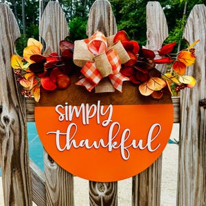 Simply Thankful | Thanksgiving | Door Hanger | Sign