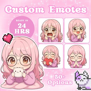 Custom Twitch Emotes, Personalized Streaming Stickers, Cute Gamer Emoji Artwork, Digital Download For Streamers, Discord, YouTube, Chat