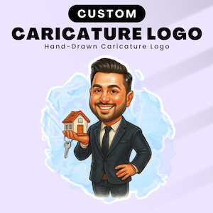 Unique Hand Drawn Caricature Business Logo, Personalized Cartoon Portrait Branding, Custom Shop Logo Digital Download