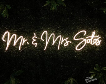 Mr and Mrs Sign, Wedding neon sign, Mr & Mrs Wedding Neon Sign, Wedding Sign, Custom Neon Signs, LED Neon Sign, LED Neon, Neon Sign Light