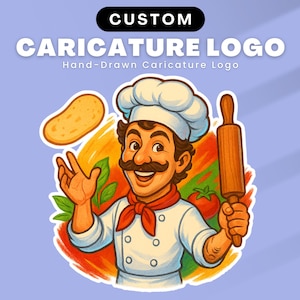Unique Cartoon Branding Logo, Hand Crafted Caricature Portrait Design, Custom Business Logo Illustration
