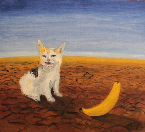 Cat and banana | Etsy