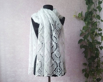 Blauer Mohair wrap, gestrickte Hochzeit Stola, Geschenk für Brautjungfer