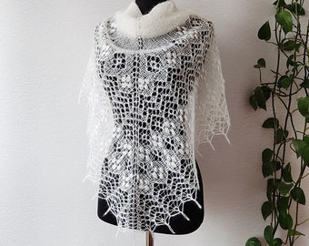 Handgefertigte Mohair Lace Schal: Braut Hochzeit Stola, gestrickte Schal