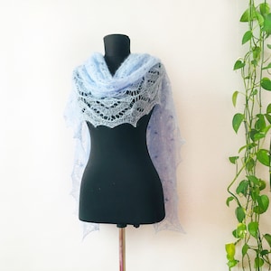 Blue mohair scarf,  gift to a beloved woman
