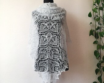 Knitted Bridal Shawl: Mohair Silk Wedding Accessory