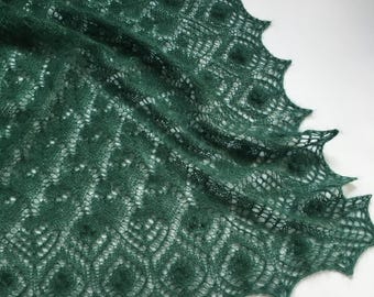 Handgestrickter Mohair Lace Schal: Smaragdgrüne Hochzeits-Wrap