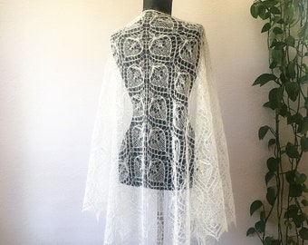 Brautschal: Handgestrickter Mohair Brautschal