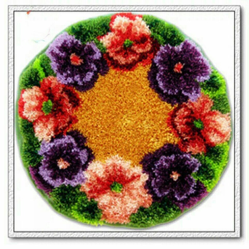 Latch Hook Rug Kit Cushion Pollow Mat DIY Craft Flower carpet embroidery Cross Stitch Needlework Rug