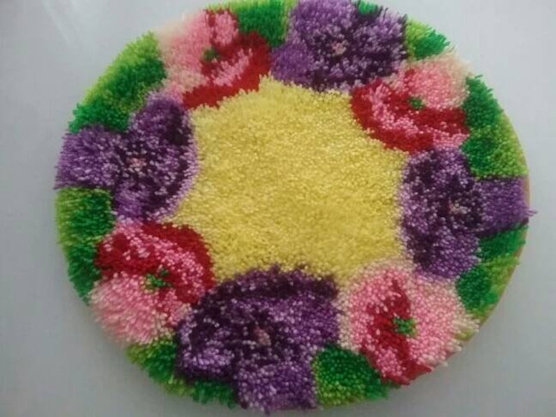 Latch Hook Rug Kit Cushion Pollow Mat DIY Craft Flower carpet embroidery Cross Stitch Needlework Rug