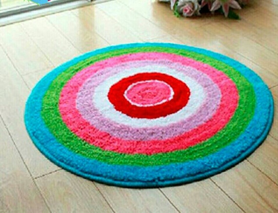 Latch Hook Rug Kit Cushion Pollow Mat DIY Craft Rainbow Circle 50x50cm carpet embroidery Cross Stitch Needlework Rug