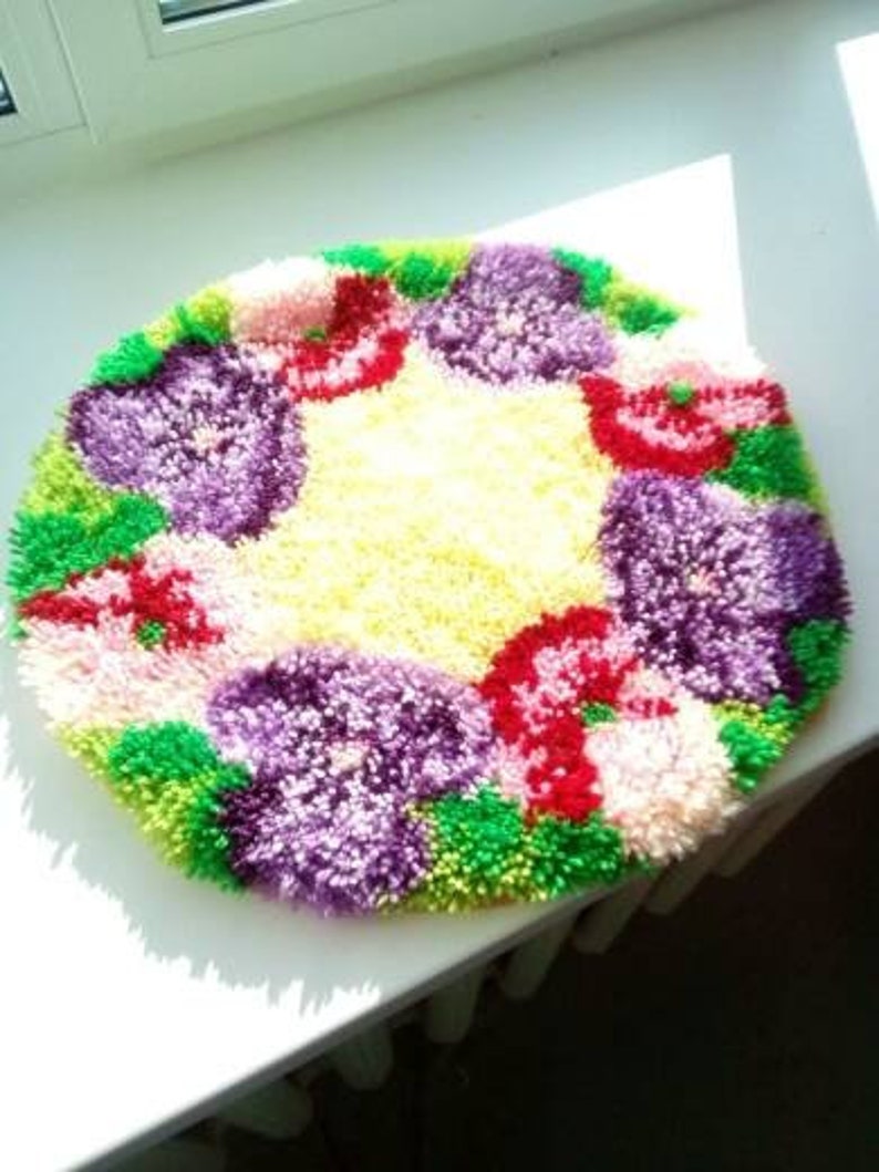 Latch Hook Rug Kit Cushion Pollow Mat DIY Craft Flower carpet embroidery Cross Stitch Needlework Rug