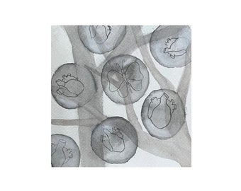 Wasserzeichen, Original Aquarell Malerei, kleine Kunst von Anne Quiroga.