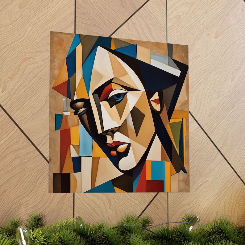 Abstract Cubist Art Woman Face Matte Poster - Modern Wall Decor, Unique ...