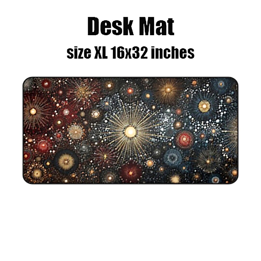 Galaxy Desk Mat, Dotted Sun Stars XL 16x32 Inch, Dot Art Technique ...
