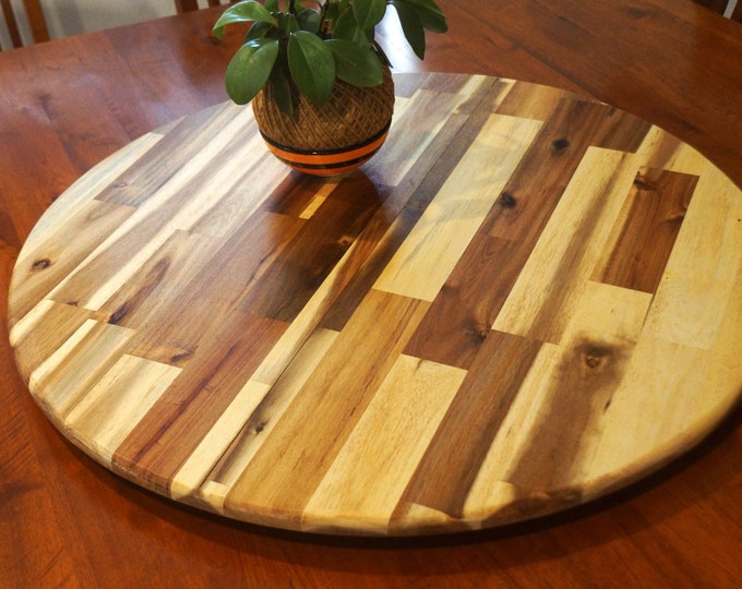 Lazy Susan in Sustainable Golden Teak Acacia. 800mm Diameter.