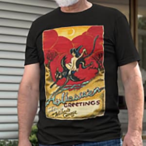 Halloween Greetings,  Witch T-shirt, Halloween Costume, Halloween Gift,, Black Cat T-shirt, Samhain T-Shirt, Halloween Shirt