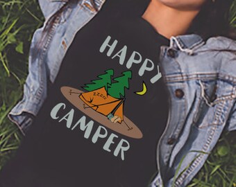 Camping Shirt, Happy Camper, Camping Gift, Funny Shirt, Happy Camper Shirt, Outdoor Shirt, Outdoor Clothing, Vintage Camper